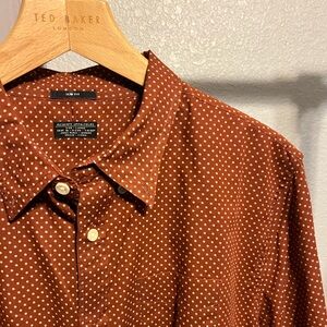 All Saints LS Original Burnt Orange Woven w/Off-white print